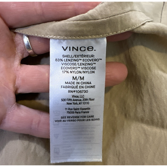 NWT Vince‎ Women's Draped Neck Midi Wrap Dress in Pale Wheat Sleeveless Medium - Picture 7 of 9